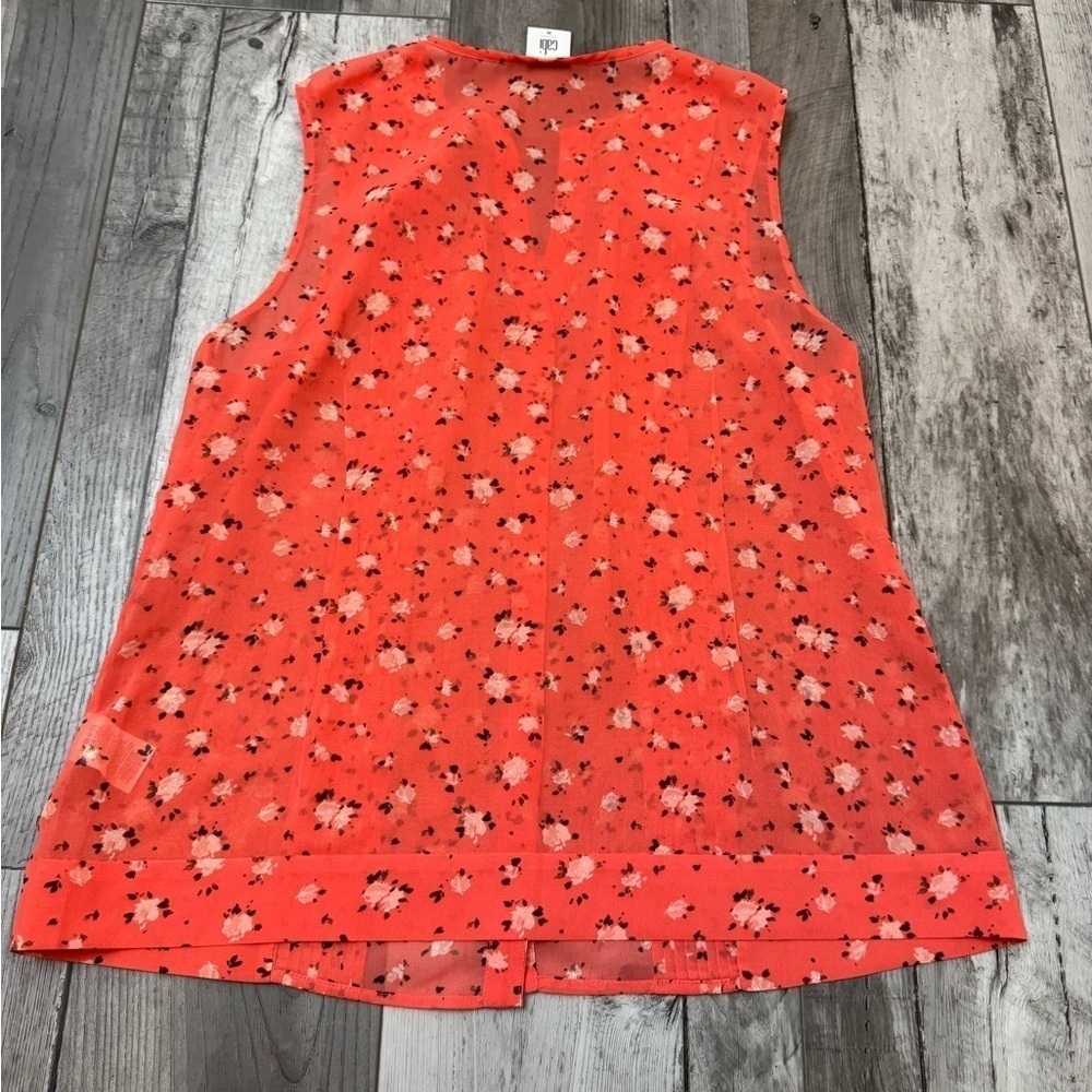 Cabi Pintuck Sleeveless Blouse 5350 Floral Top Button Medium